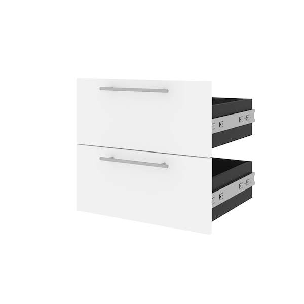 Orion 2 Drawer Set for Orion 20W Narrow Shelving Unit, White & Walnut Grey
